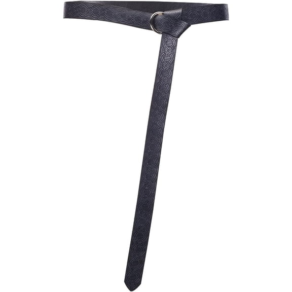 Black Medieval Embossed PU Leather Belt 1.3 Inch Wide Knight Belt Vintage Leather Waist Band Strap Waistband for DIY