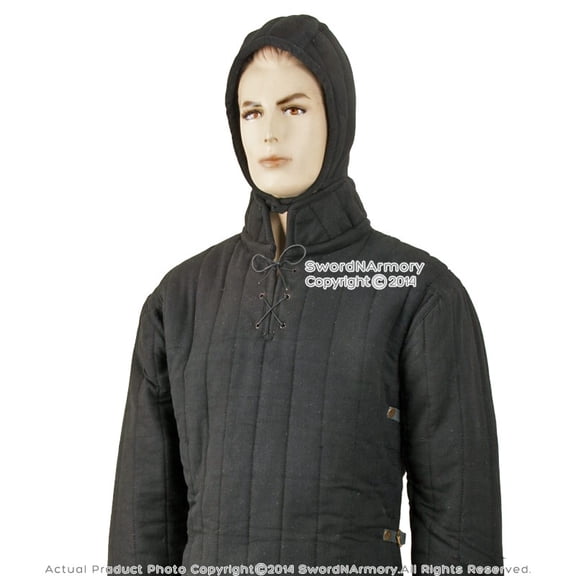 Black Medieval Gambeson Cloth Type 3 Padded Armour LARP SCA WMA Jacket