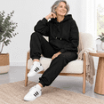 Black Medium 2 Piece Oversized Brushed Fleece Sweatsuit Set for Casual ...