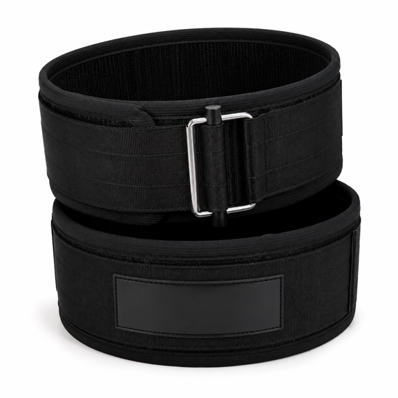 Black Medium Auto-Lock Padded Nylon Weight Lifting Belt for Gym Squats Deadlifts