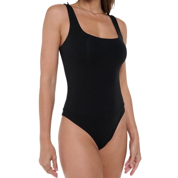 Women's Sleeveless Square Neck Tank Top Bodysuit, Sexy Casual Cute Going Out Top Body Suit, Spring Summer 2024(Black Medium Size)