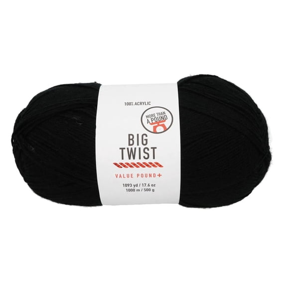 Black Medium Weight Acrylic Yarn - 1 lb. Skein