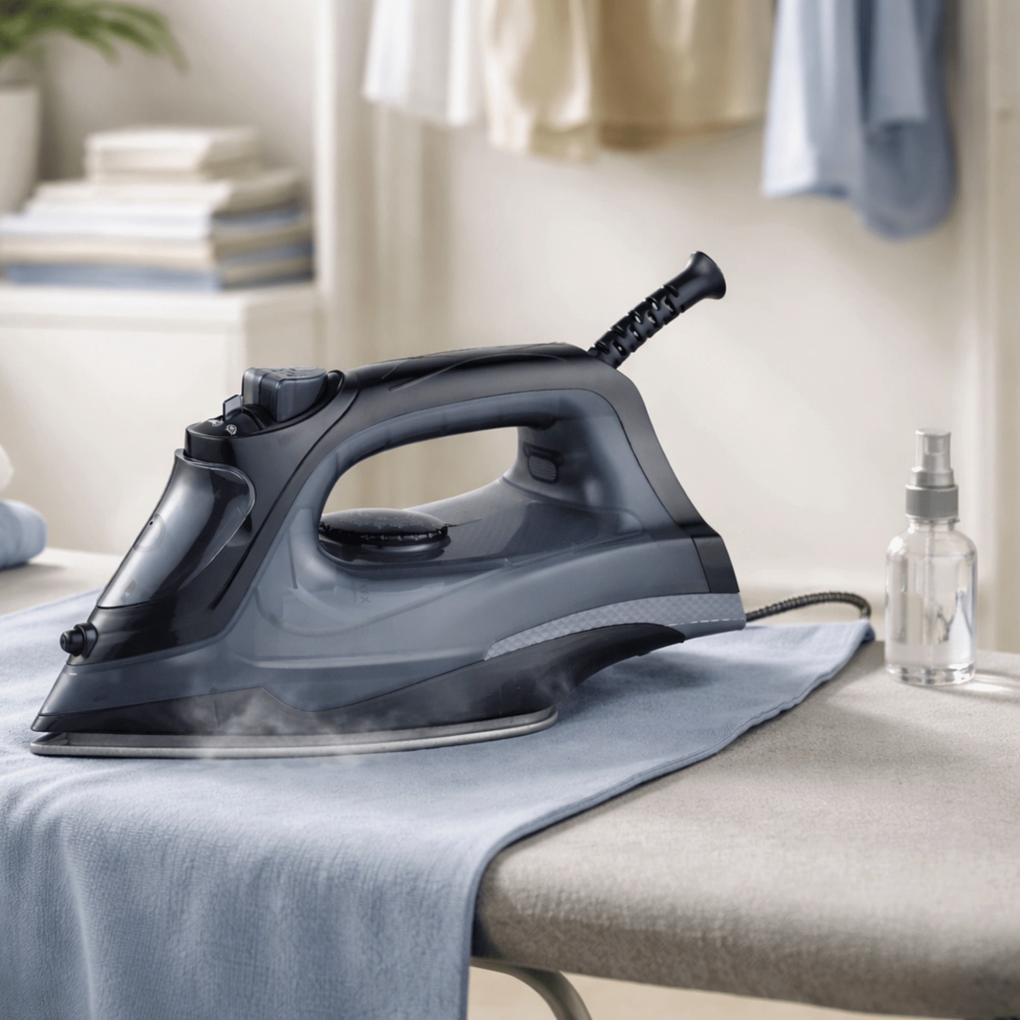 Black Medium-sized Iron, with Spray and Jet Functions, Self-cleaning Feature, Suitable for Tailoring Shops and Laundry Houses