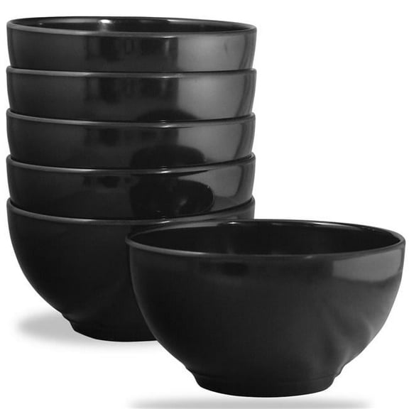 Black - Melamine Dinner bowl Set -6-bowls
