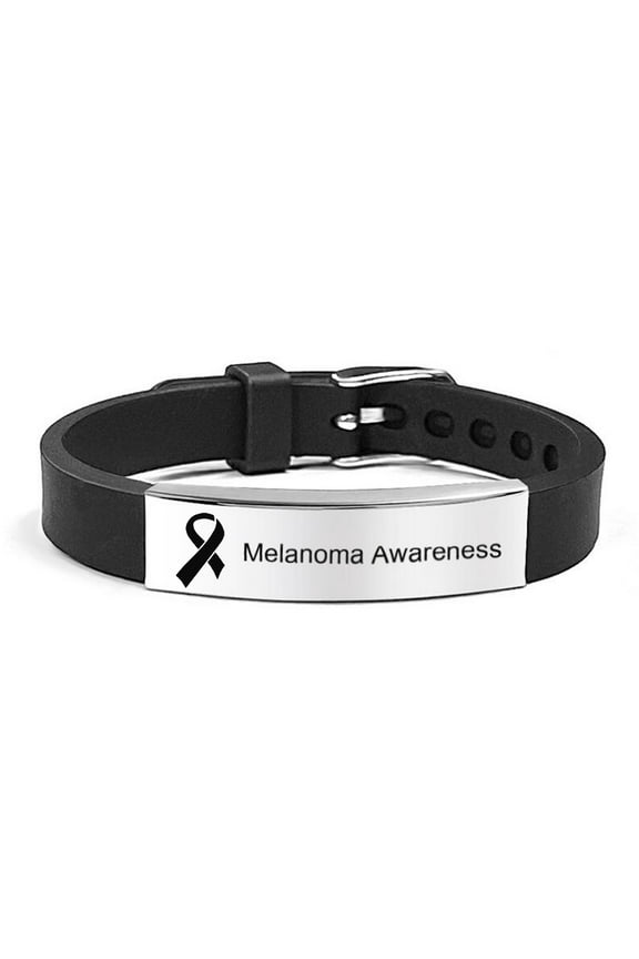 Black Melanoma Awareness Ribbon Bracelets for Men Women,Adjust Black Silicone Ribbon Rubber Wristband Skin Cancer Black Lives Matter Melanoma Awareness Bracelet Support Recovery Gift