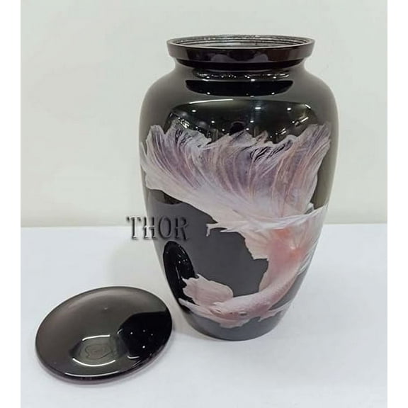 Black Memorials Cremation Urns for Human Ashes - Decorative Fish Urns, with Carry Bag Urns for Human Ashes Female & Male, Urns for Ashes Adult Female, Funeral Urns