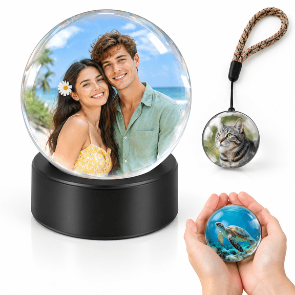 Black Memory Sphere Ornament Lamp with Sound, 2.7-Inch 3D Orb Digital Display, Decorative Memory Player