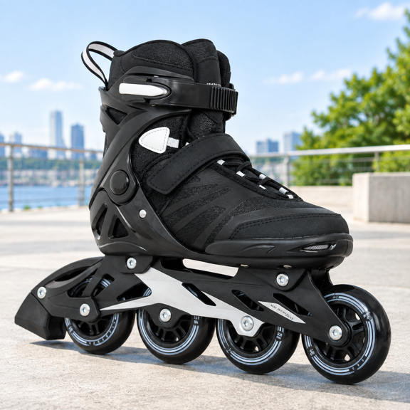 Black Men 14 / Women 15 Adult Inline Skates for Fitness and Casual Skating