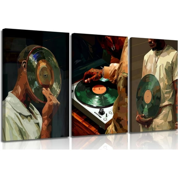 Black Men Canvas Wall Art African American Black Man DJ painting pictures wall decor Fashion Male Hip Hop Music Modern Poster Prints for Living Room Bedroom Dorm DJ Studio Apartment Home decoration