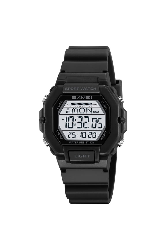 Black Men'S Digital Sports Watch Outdoor Waterproof Stopwatch Alarm Led Display Wristwatch For Running Hiking Fishing With Durable Strap