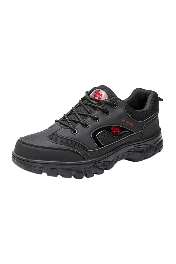 Black Men'S Hiking Shoes Round Toe Anti Slip Wear Resistant Comfortable Lightweight Outdoor Walking Footwear For All Seasons And Activities Size 44