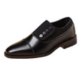 thumbnail image 1 of Black Men'S Leather Dress Shoes Summer Solid Color Formal Business Soft Sole Casual Breathable Lightweight Comfortable Daily Wear Shoes Size 42, 1 of 9