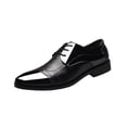 thumbnail image 1 of Black Men'S Leather Shoes Block Heel Business Formal Versatile Comfortable Footwear For Summer Fall Office Daily Wear And Casual Walking Shoes Size 38, 1 of 6