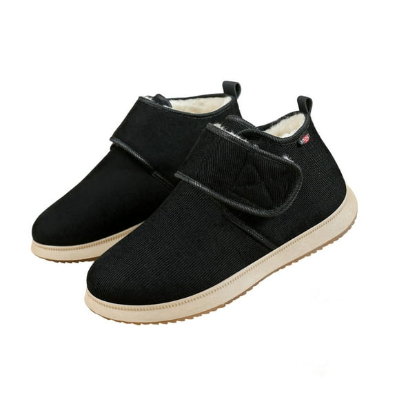 Black Men'S Outdoor Shoes With Warm Fleece Lining And Thick Sole Perfect For Fall And Winter Comfortable Wear