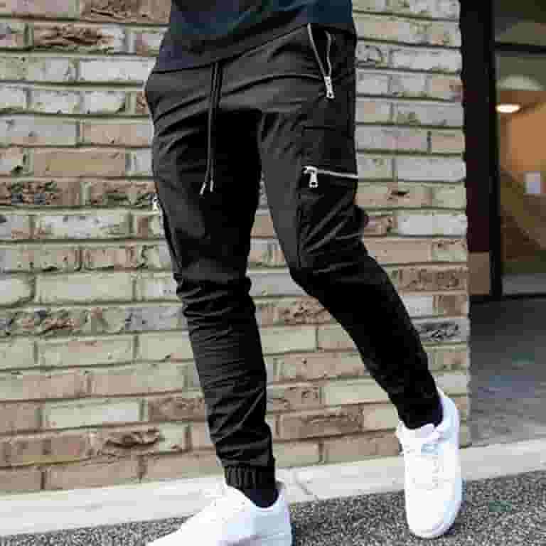 【再入荷!】 And Spring Mens Pants Men'S Black Fashion Cotton Autumn Clothing