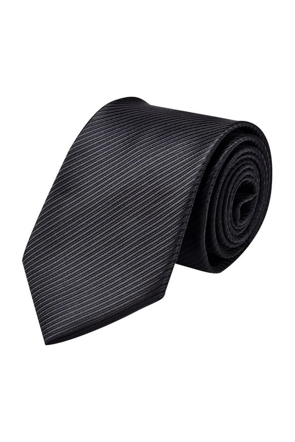 Black Men'S Professional Polyester Necktie With Classic Handmade Style For Business And Casual Events