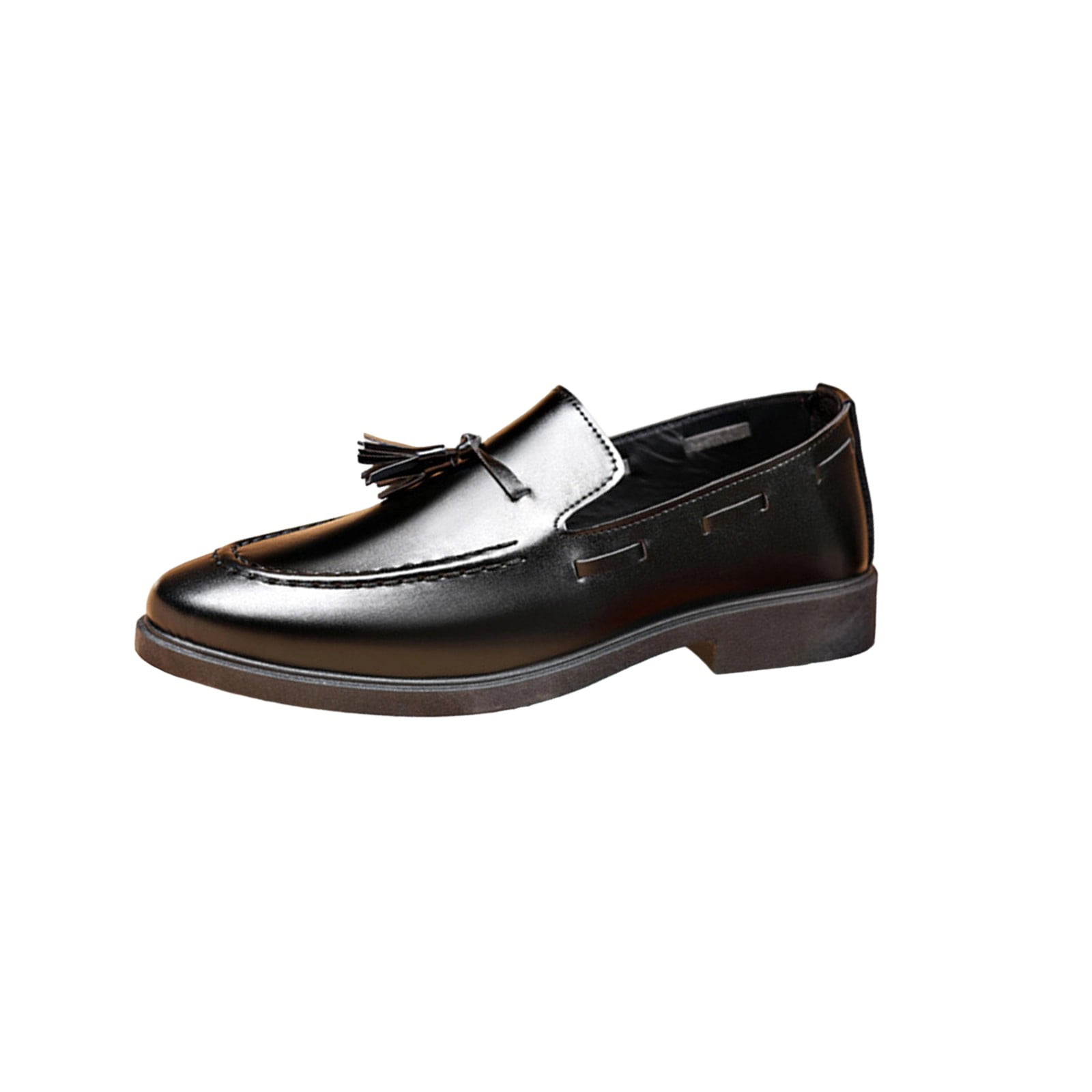 Black Men'S Slip On Loafers With Buckle Detail Slip On Fringe Dress ...