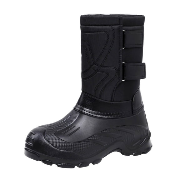 Black Men'S Snow Boots With Fleece Lining And Thickened Design Ideal For Cool Weather Comfortable And Versatile