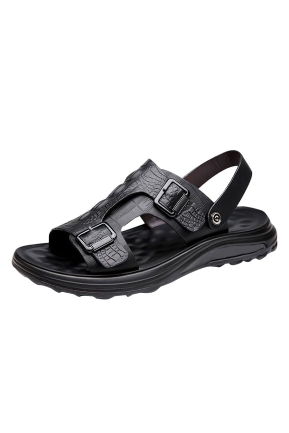 Black Men'S Versatile Slide Sandals One-Piece Build Non-Slip Tread Soft Interior Thick Platform For Activities
