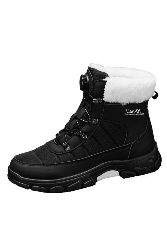 Black Men'S Winter Snow Boots High Top Fur Lining Thickened Warm Insulated Lightweight Non-Slip Casual Fashion Outdoor Footwear Size 39