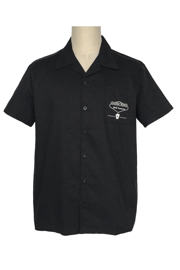 Black Men Shirt Solid Color Casual Workshirt