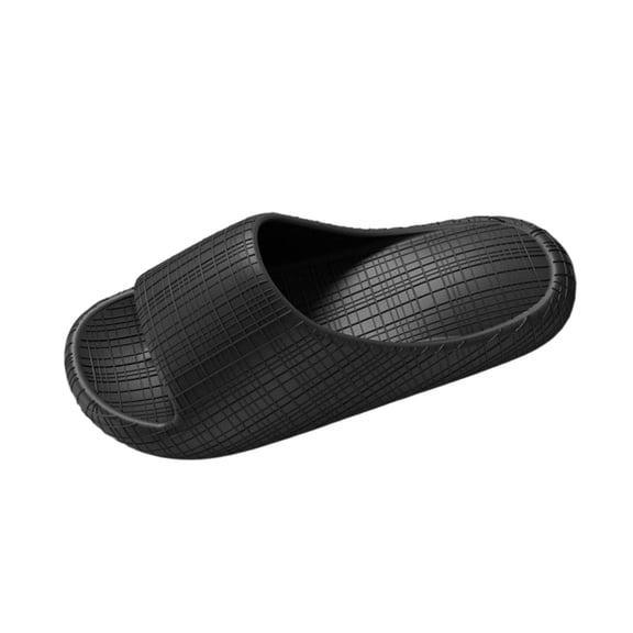 Black Men Thick Sole Slippers Non-Slip Design Black For Home Wear
