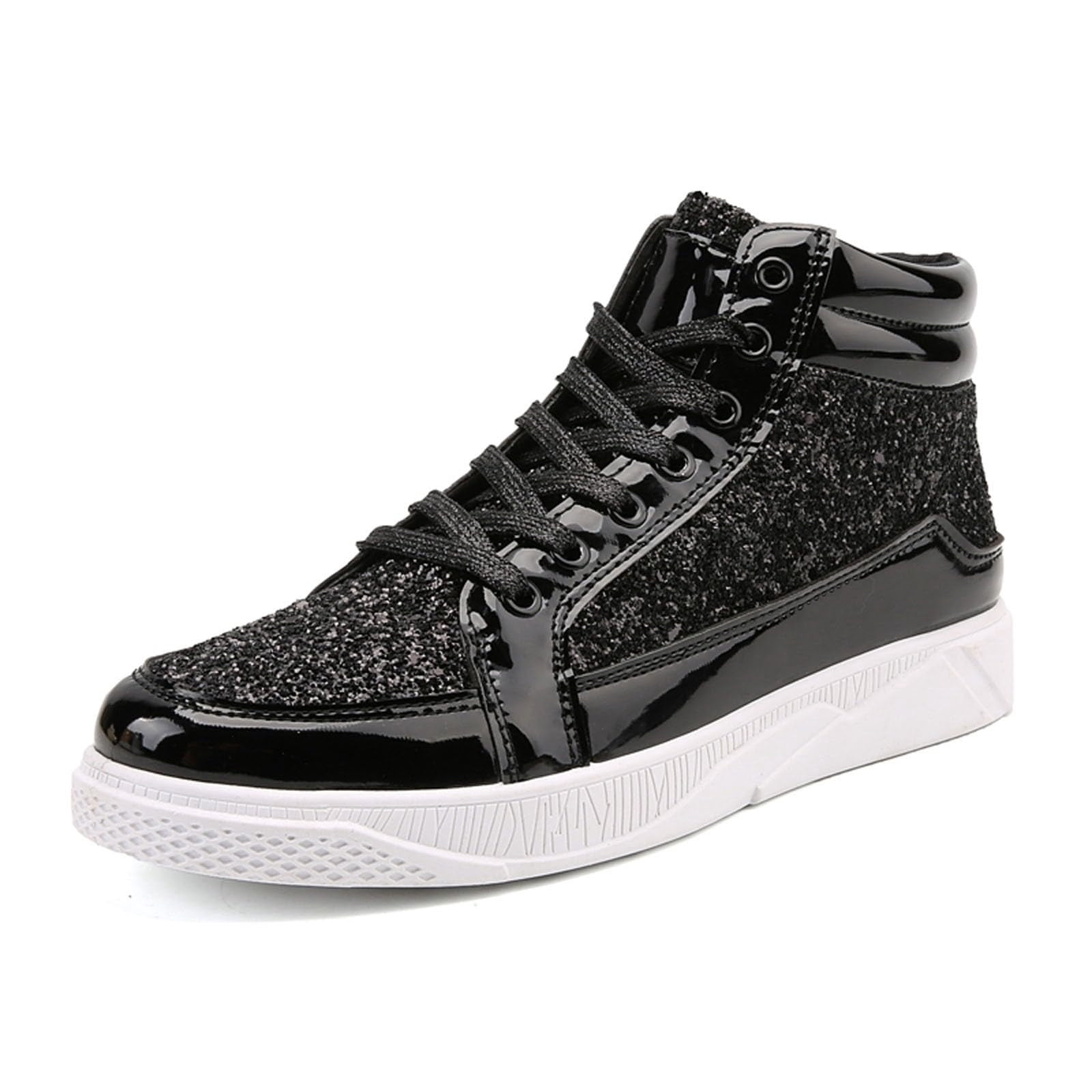 Black Men Women Outdoor High Top Sneakers Reflective Panels Casual Mesh ...