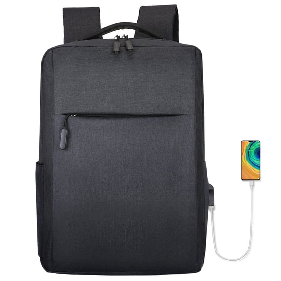 Black Men's Business Laptop Backpack, 16.14 inch, Water Resistant with USB Port, for Work, School & Travel