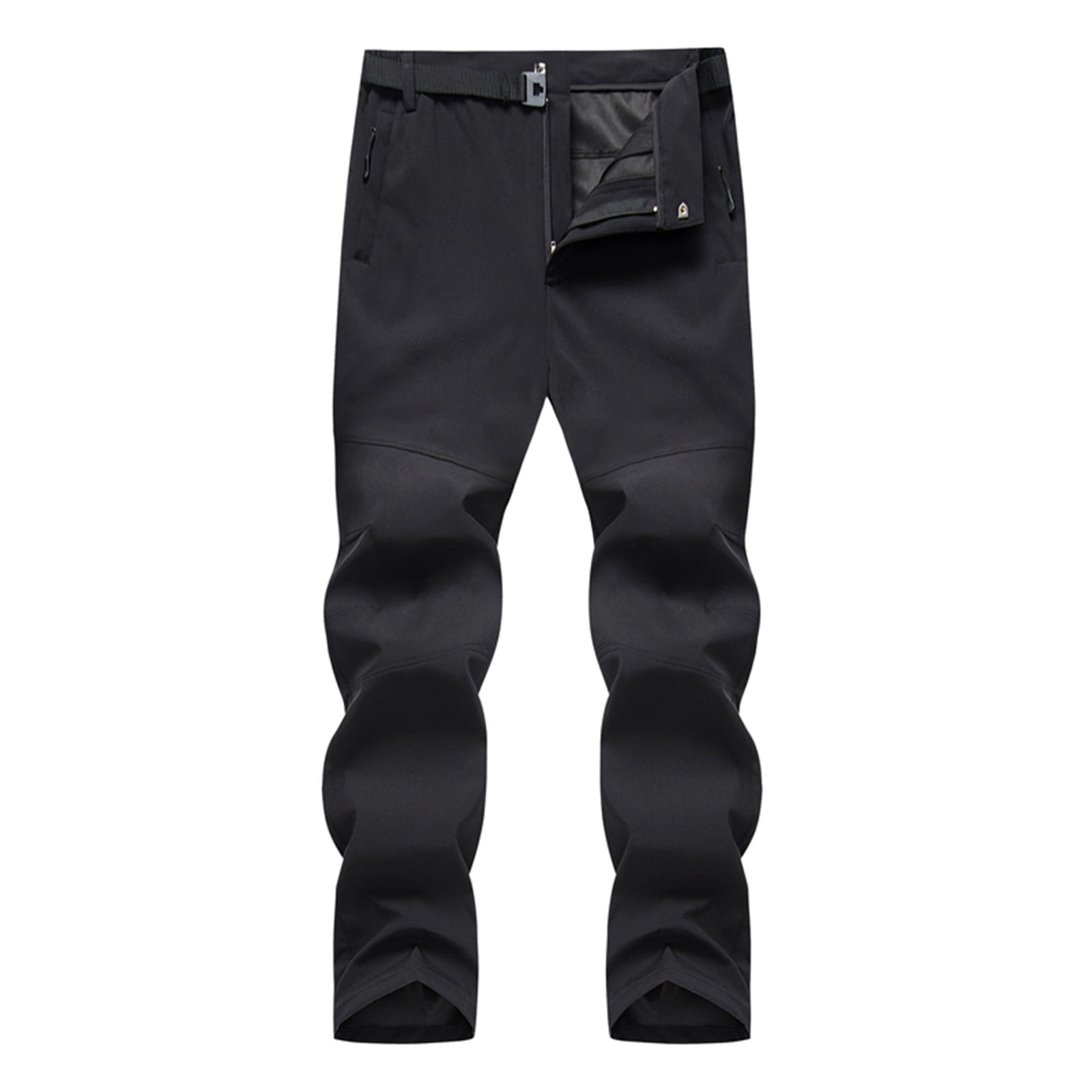 Black Men's Casual Pants, Polyester Men's PlusSize Pants, Hiking