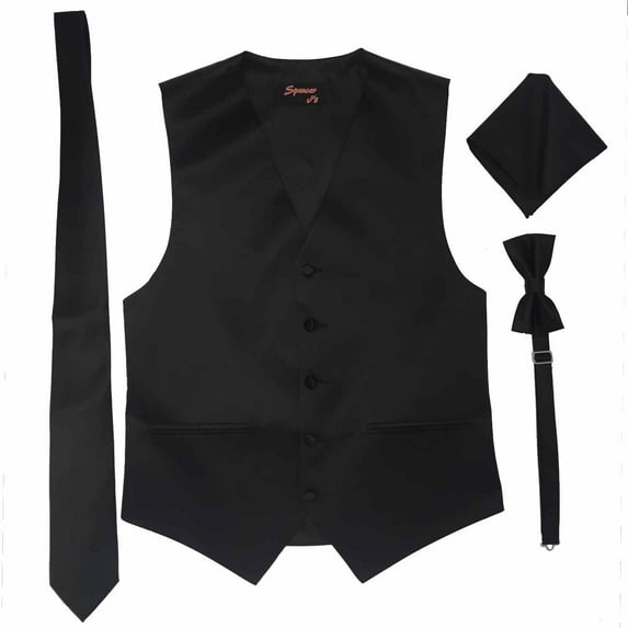 Black Men's Satin Vest Spencer J's - L