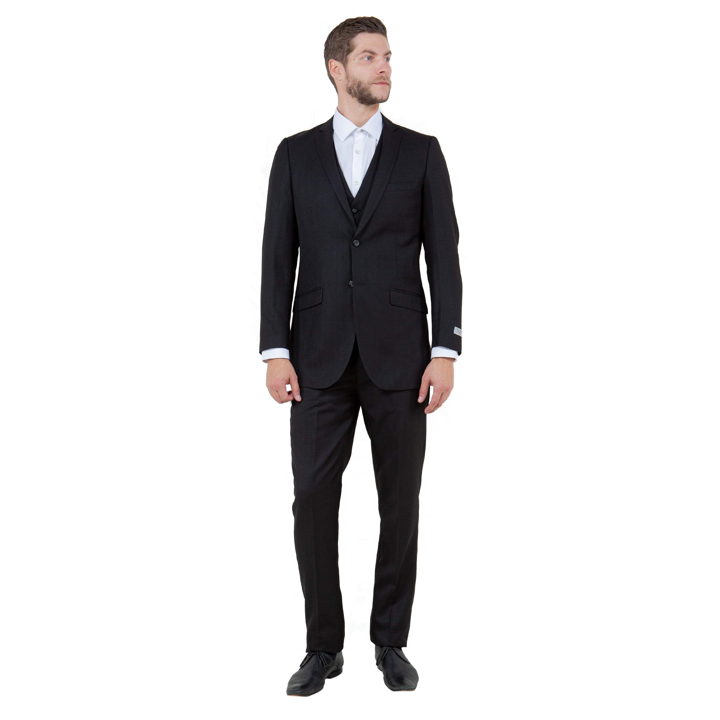 Mens Gray 3 Piece Sharkskin Suit Single Breasted Notch Lapel Regular Fit main image 1