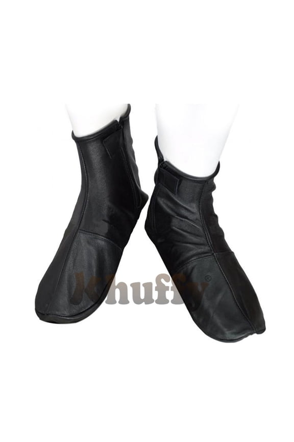 Black Men’s/Women’s Zipper Halal Leather Sunnah Khuff Khuffain Socks for Mosque