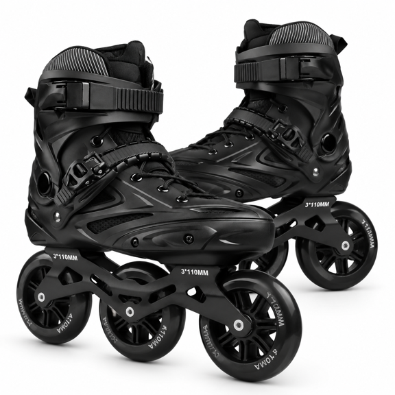 Black Men7/Women8/26cm 3 Wheel Inline Skates for Adult Fitness Speed Racing