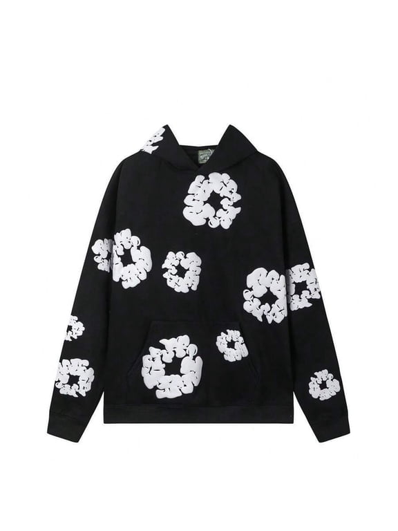 Black Mens 1-Piece Set Streetwear Hoodie | 400g Acrylic & Canvas | 3D
