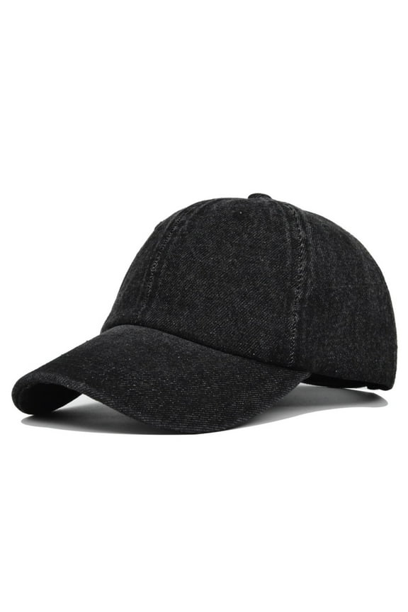 Black Mens And Womens Denim Retro Washed Old Destroyed Peaked Cap Solid Color Baseball Cotton