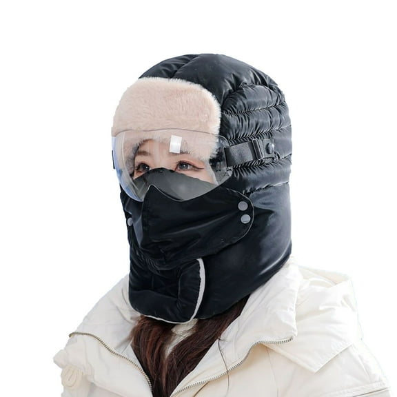 Black Mens And Womens Thick Velvet Warm Hood For Windproof And Ear Protection Riding Hats With Free Size For Sports