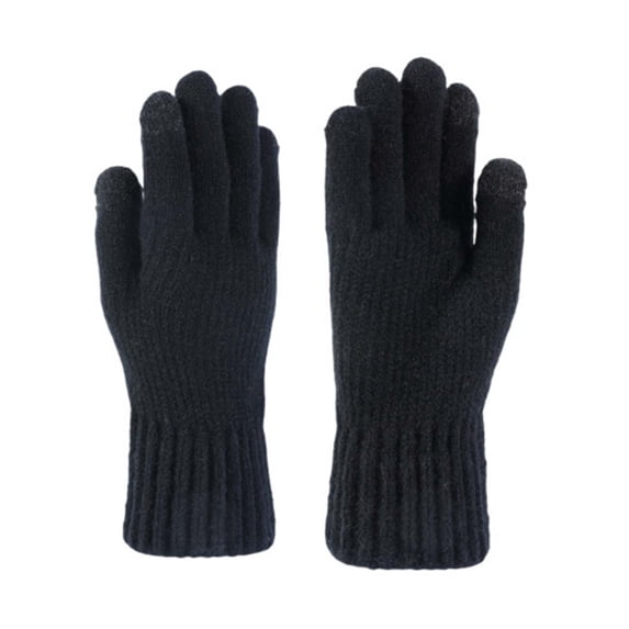 Black Mens And Womens Winter Gloves With Soft Fabric For Comfortable Grip And Cold Weather Protection