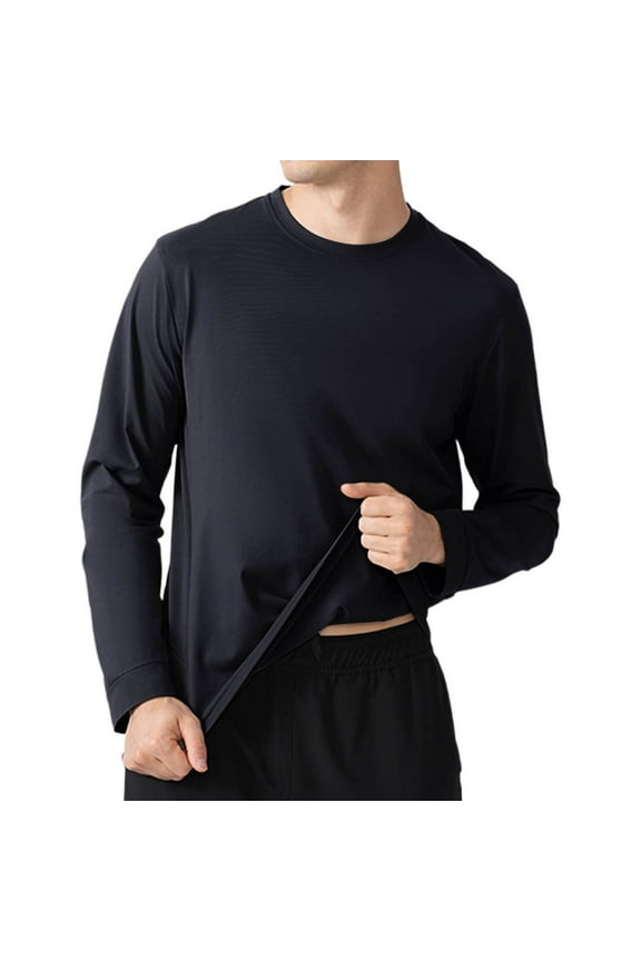 Black Mens Basic T Shirts Loose Fit Lightweight Tops Tee for Mens Long Sleeve Crewneck Track Gym Lounge Running Going Out Fall Summer Shirts 2026 Clothing Trendy M