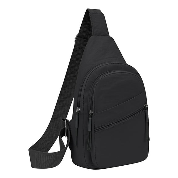 Black Mens Crossbody Chest Bag Pu Leather Shoulder Sling Bag Outdoor Travel Versatile Daily Use Lightweight Durable 31X16X5Cm Size Water Resistant Organizer