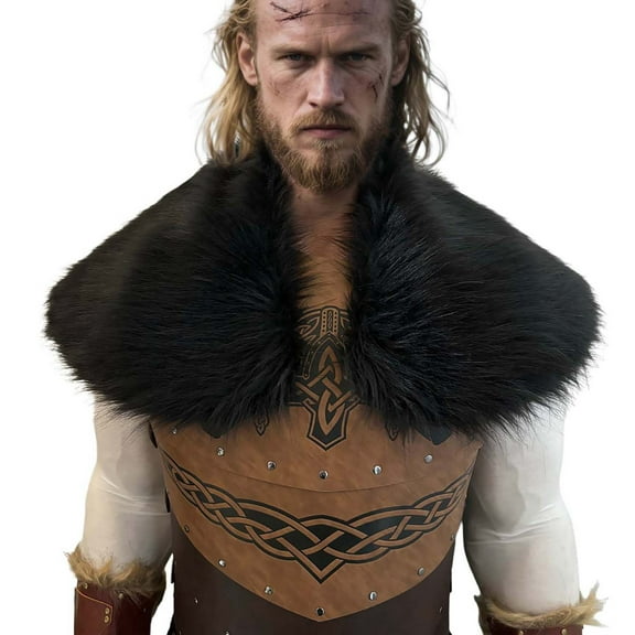 Black Mens Faux Fur Scarf Cape With Generous Size For Winter Protection And Fashionable Layering In Daily Wear