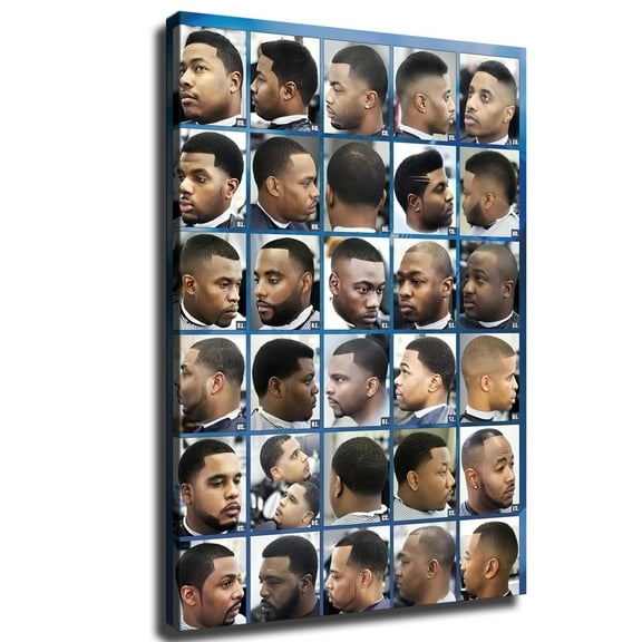 Black Mens Haircuts Decorative Painting Art Poster Haircut Styles Barbershop Beauty Salon Picture Home Bedroom HD Print Poster Kitchen Office Decoration