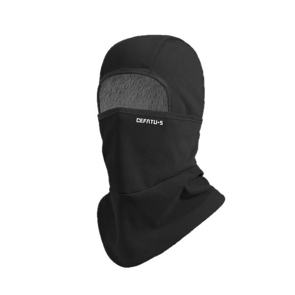 Black Mens Outdoor Warm Hat Scarf Integrated Face Mask Sports Skiing Head Cover Neck Protection Windproof And Cold Proof Free Size In Black