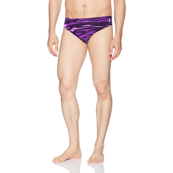 Black Mens Printed Durafast Racer Swim Briefs 26