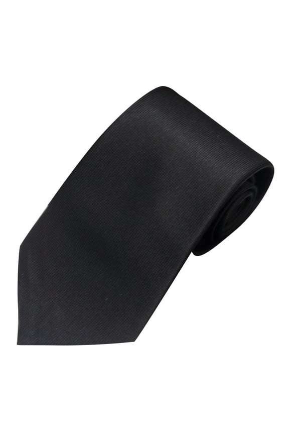 Black Mens Solid Black Polyester Business Necktie Hand Tied For Fashion Office Wear Width 57Inch Length One Size