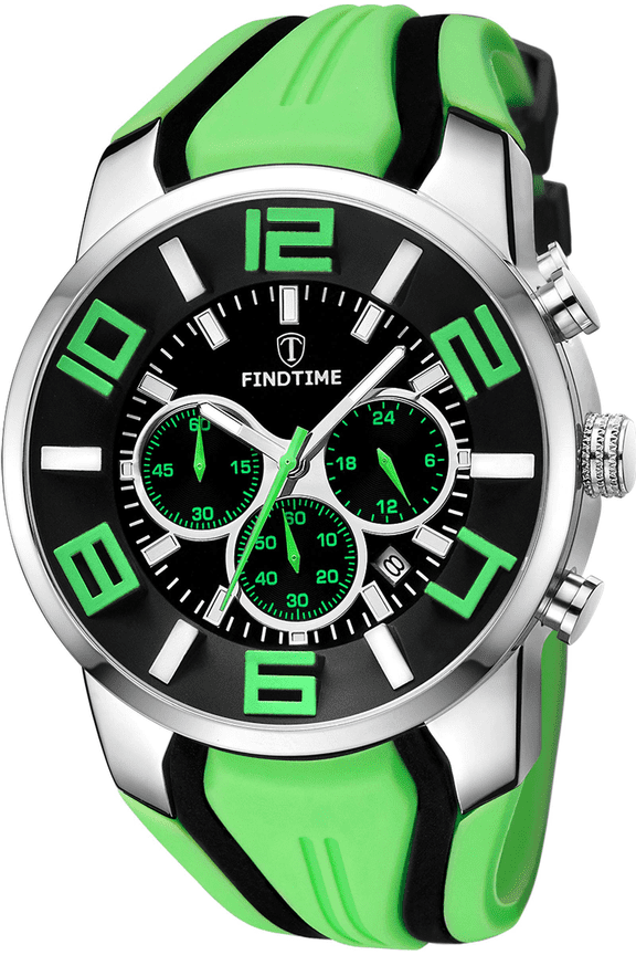 Black Mens Sport Watches for Men Green Orange Red Blue Bright Colorful Reloj Hombre Cool Unique Analog Stylish Wrist Watch Chronograph for Running Training Stopwatch