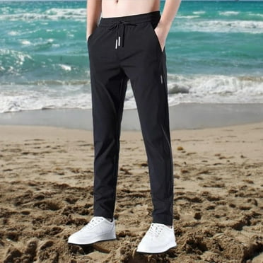 Black Mens Workout Pants Fast Dry Stretch Ice Cool Breathable Running Jogger Drawstring Sweatpants With Pockets Sweatpants for Men