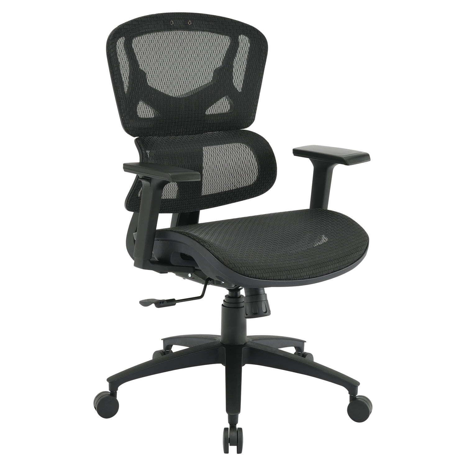 Black Mesh Executive Desk Chair with Adjustable Arms and Metal Base