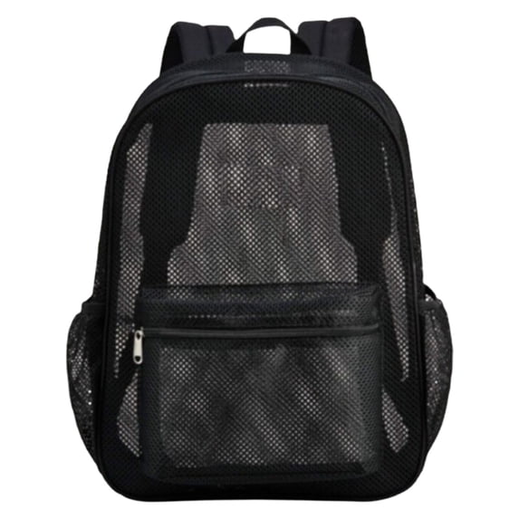 Black Mesh Backpack, 17X11.8X5.51 inch Breathable Mesh Daypack, Lightweight Travel Storage Backpack, Mesh Bookbag with Zipper, Outdoor Casual Mesh Rucksack, Multi Pocket Commute Backpack