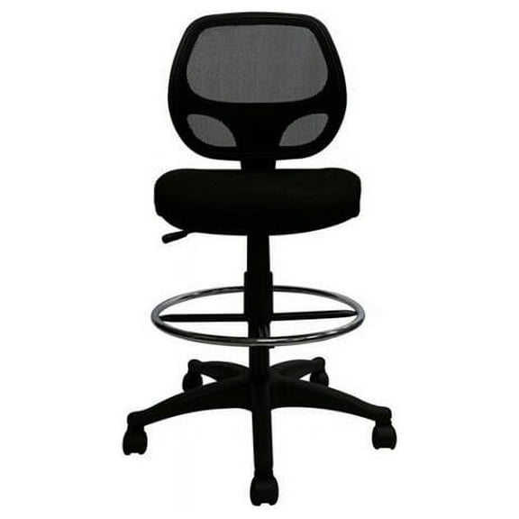 Black Mesh Computer Desk Chair with Foot Ring - Without Arms