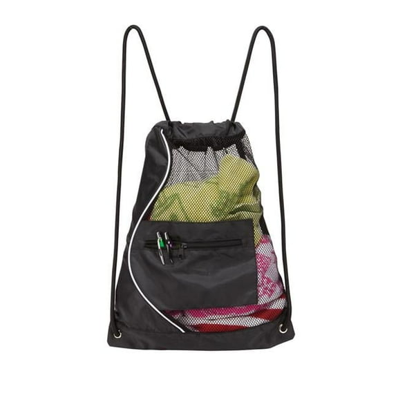 Black Mesh Drawstring Cinch Pack